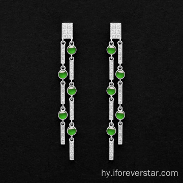 Գեղեցիկ կանաչ գույն սառցե jadeite կաթիլ ականջողներ զարդեր